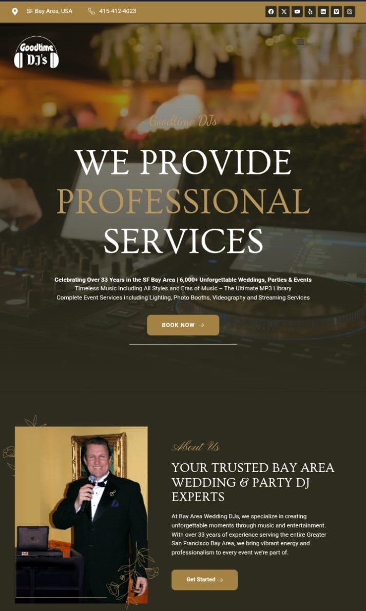 Website redesign for Goodtime DJ's, event DJ